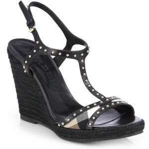 Burberry House Check Laleham Stud Wedge Espadrille